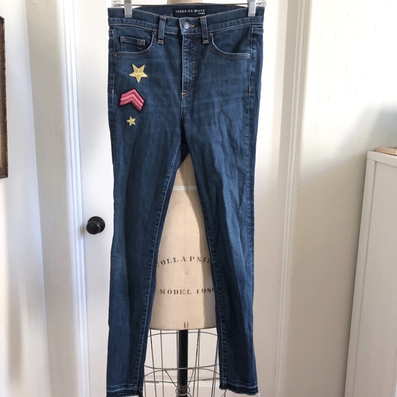 Veronica Beard Kate Jeans With Patches - Picture 1 of 5